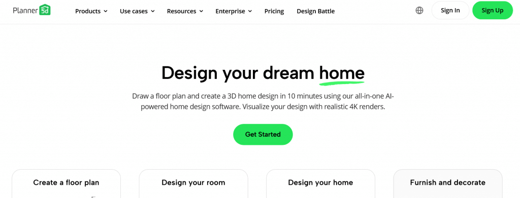 Online room design tools, 5D Planner