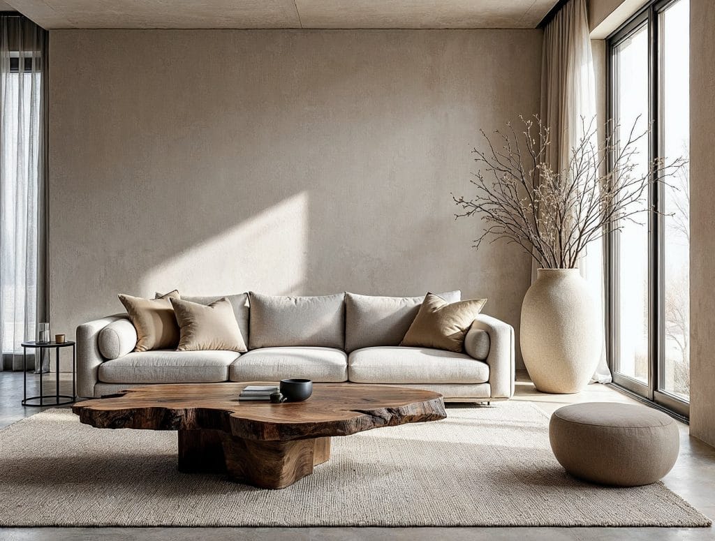 Eco-friendly, organic living room interiors by Decorilla