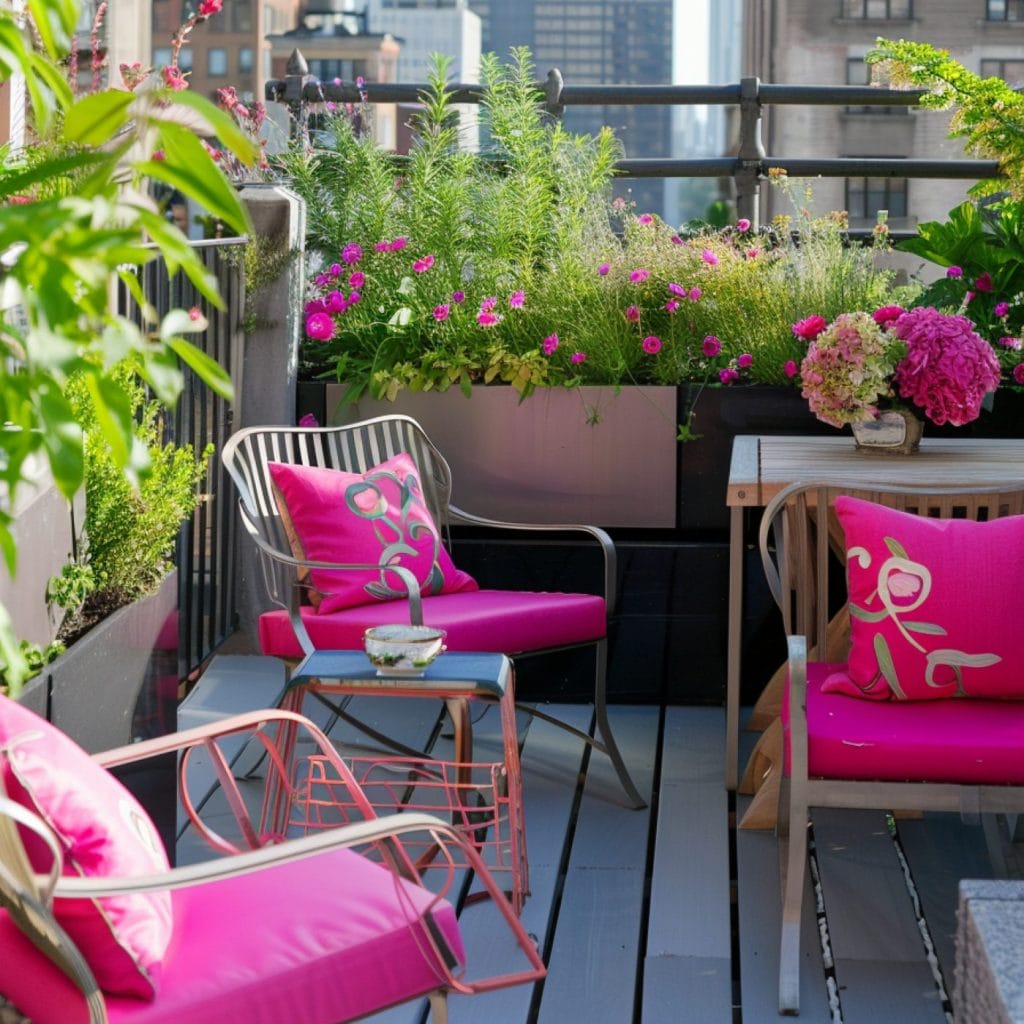 A versatile setup with metal chairs, small patio decor ideas by Decorilla