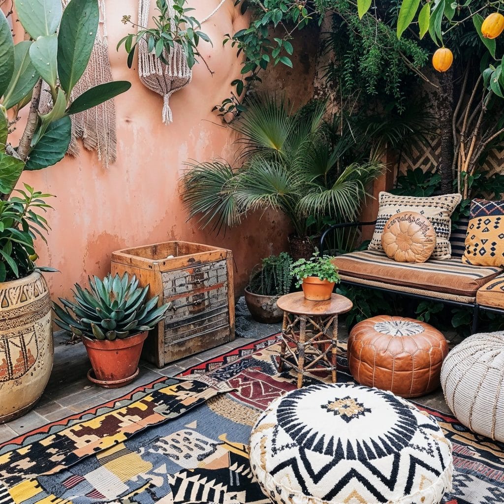 Tiny boho setup with abundant plants, by Decorilla