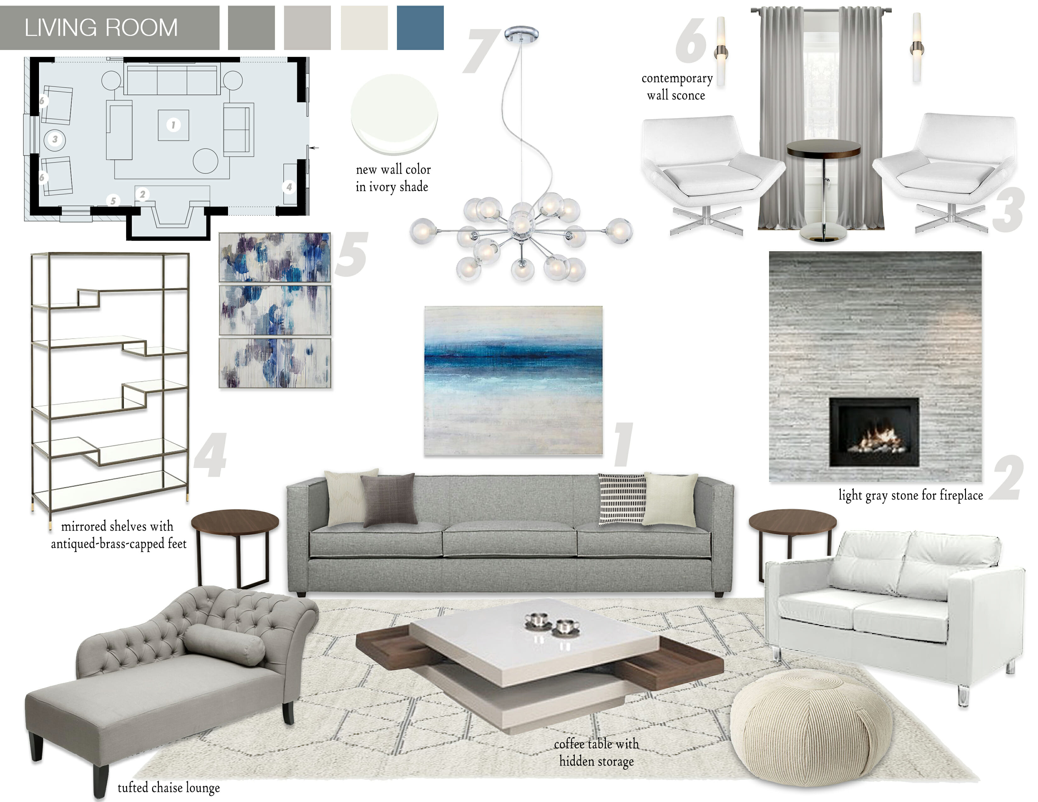 living room design concept board