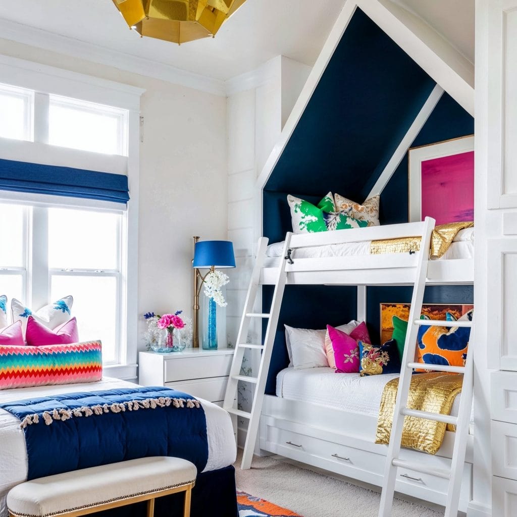 Imagination-friendly shared bedroom design ideas for siblings, by Decorilla