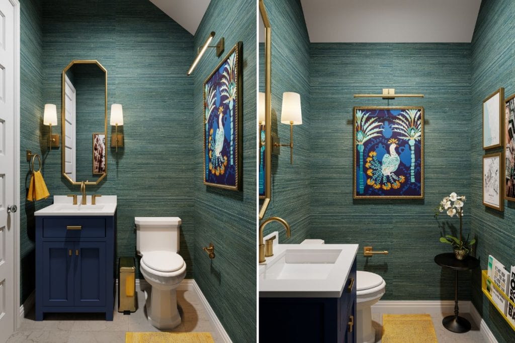 Creative half bathroom design by Decorilla designer Rachel H.