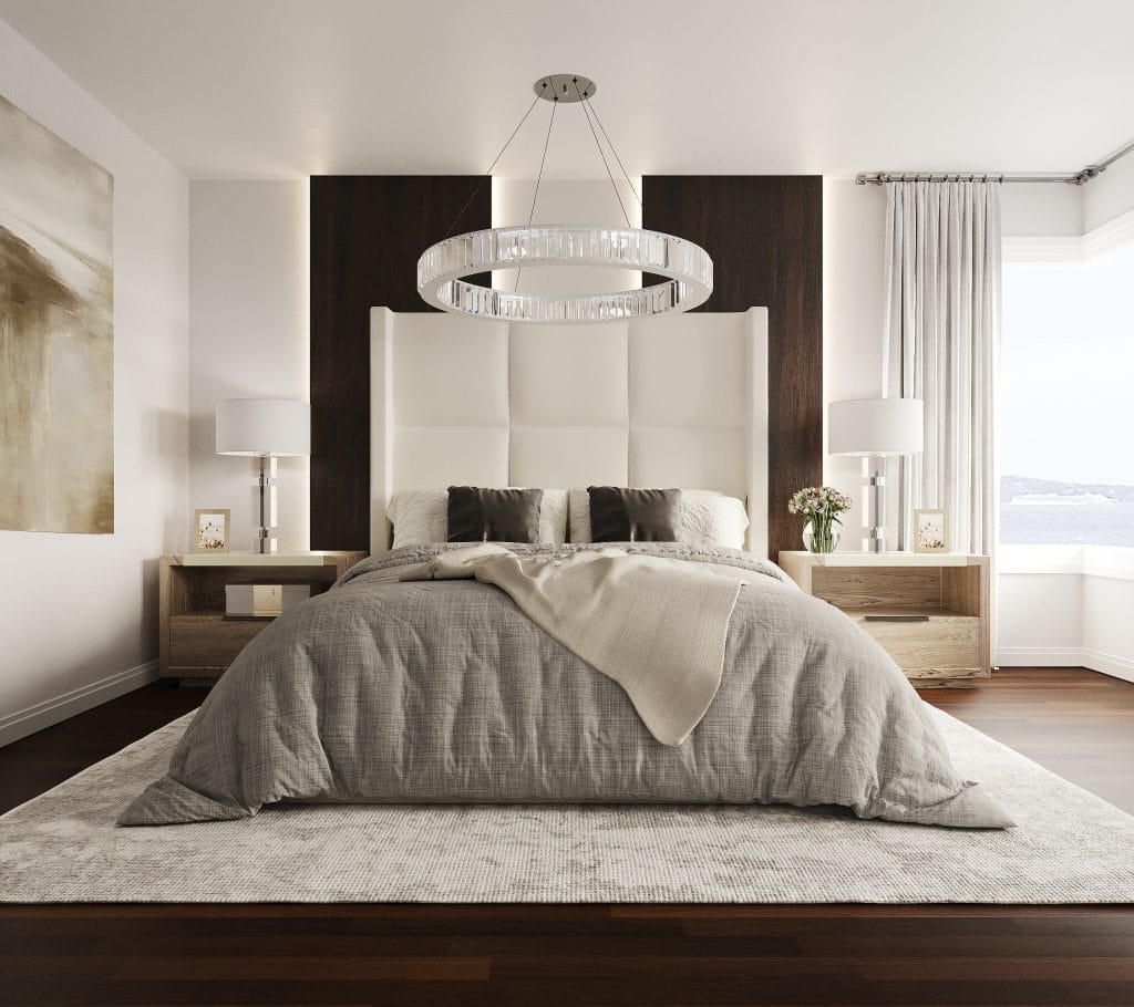 Stylish bedroom by Decorilla designer, Rachel H.