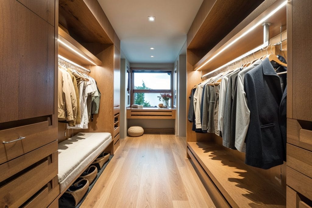 Hacks to maximize every inch of storage space in a wardrobe layout by Decorilla