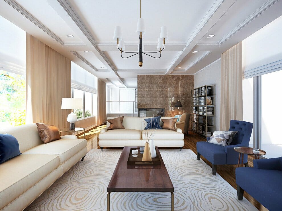 Before After Elegant Transitional  Online Living  Room  Design 