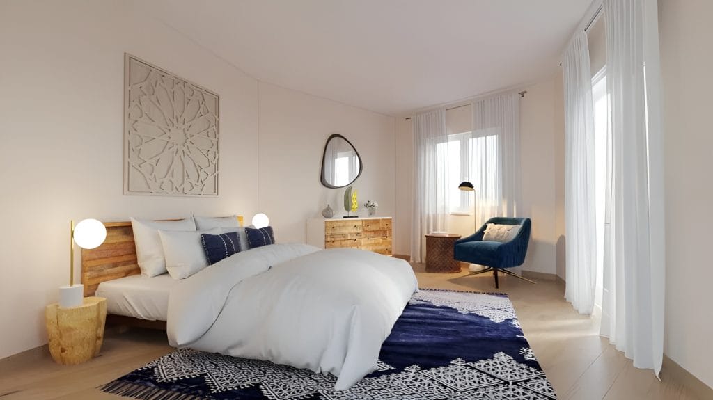 Contemporary bedroom design online by Decorilla