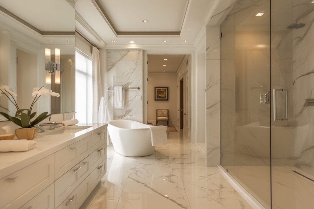 Elegant bath renovation by Decorilla