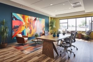 Colorful Coworking Office Design Ideas By Decorilla 300x200 