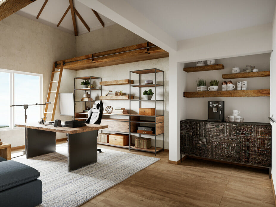 Rustic Industrial Home Office By Decorilla Designer Wanda P 1 