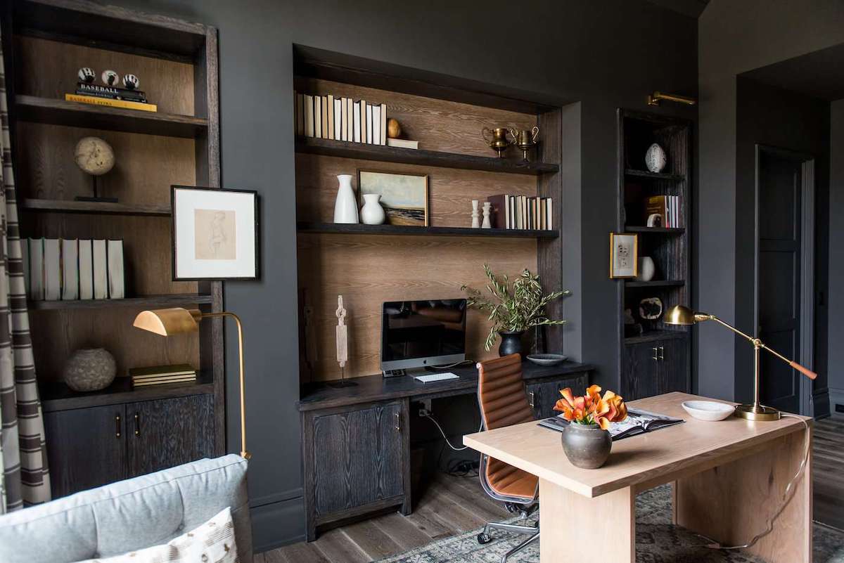 Moody Home Office Background With Builtin Shelves By WhittneyParkinson 