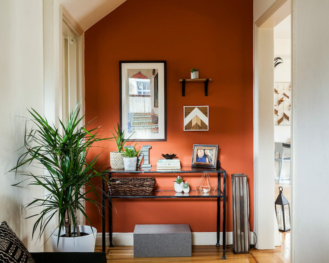 burnt orange accent wall color