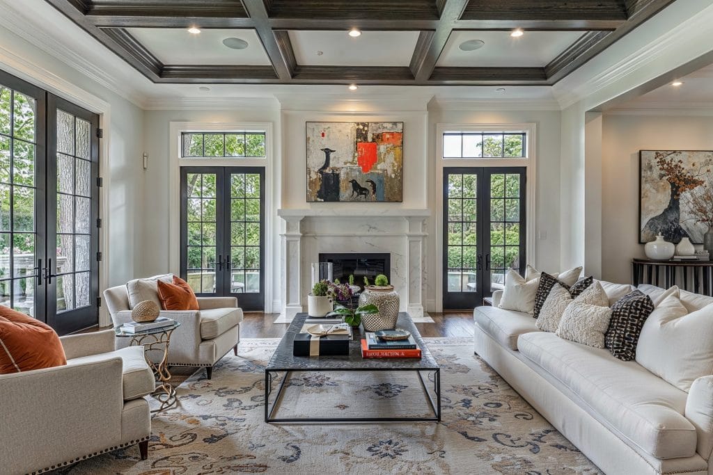 A timeless white living room by Decorilla's top Indianapolis interior designers