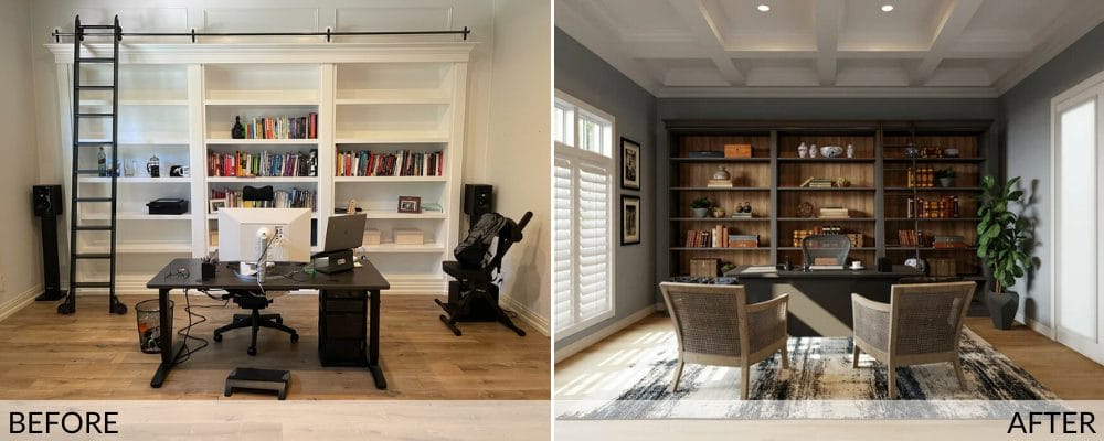 Traditional home office before and after design by Decorilla