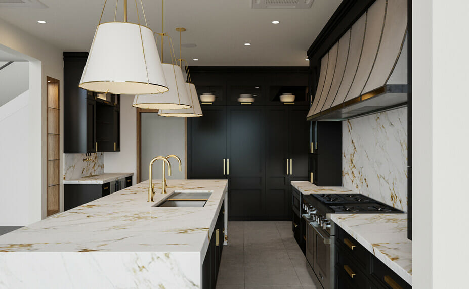 Before & After: High-End Black and Gold Kitchen - Decorilla