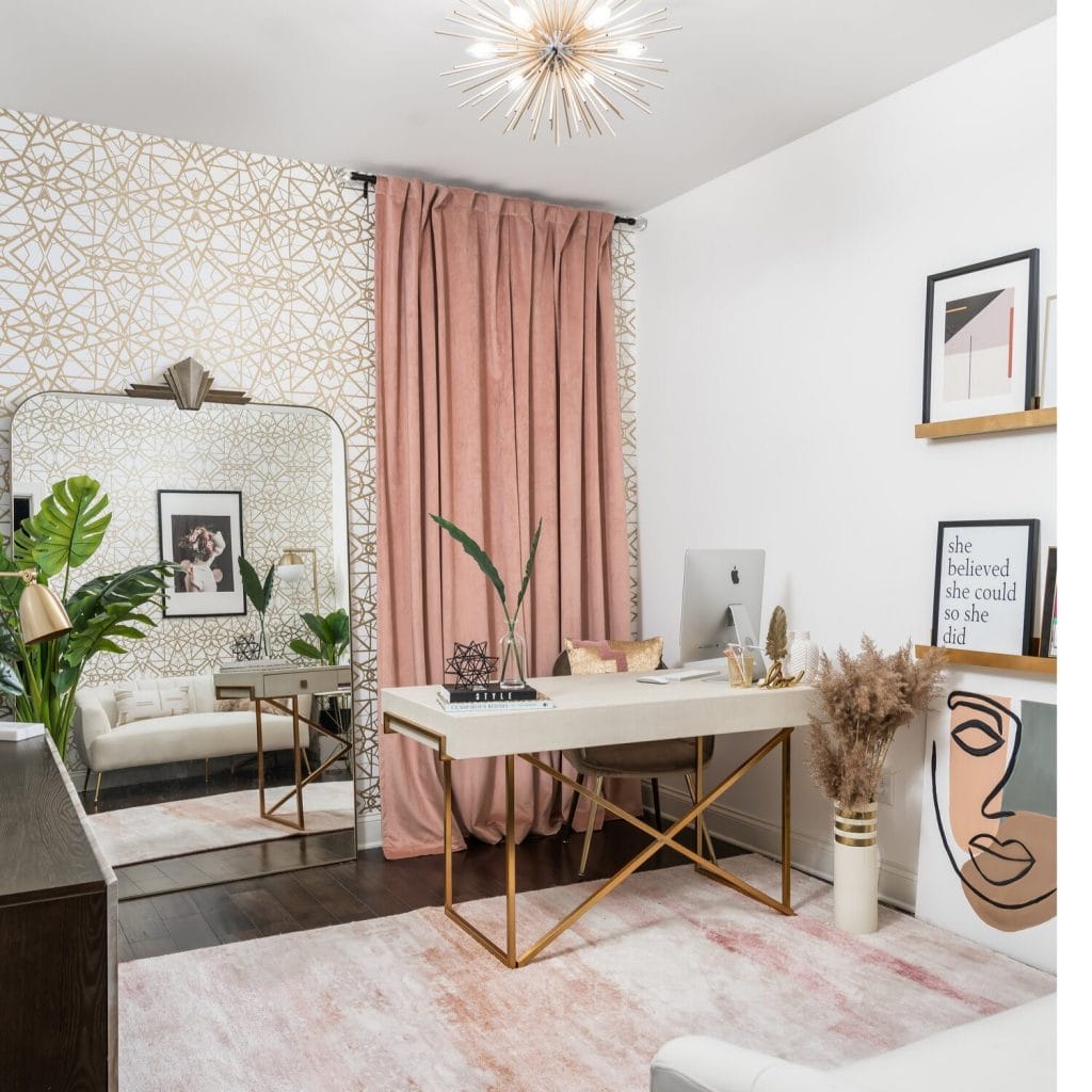 Feminine she shed home office by Decorilla