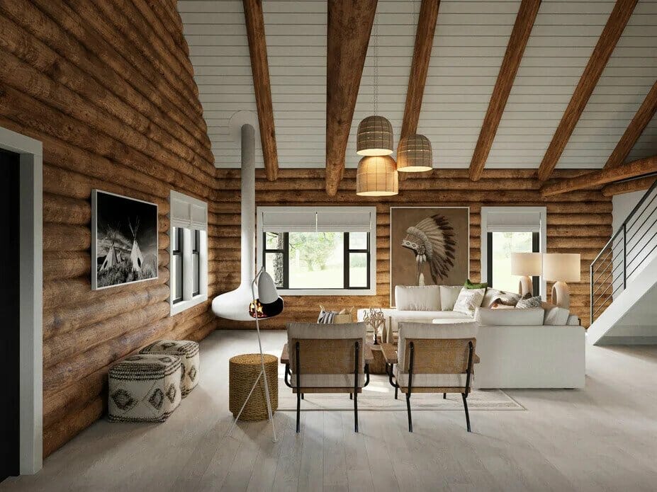 Before & After: Log Cabin Modern Interior Refresh - Decorilla