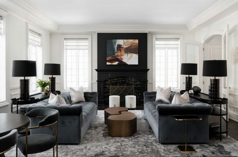 Before and After: Sophisticated Black and White Living Room - Decorilla ...