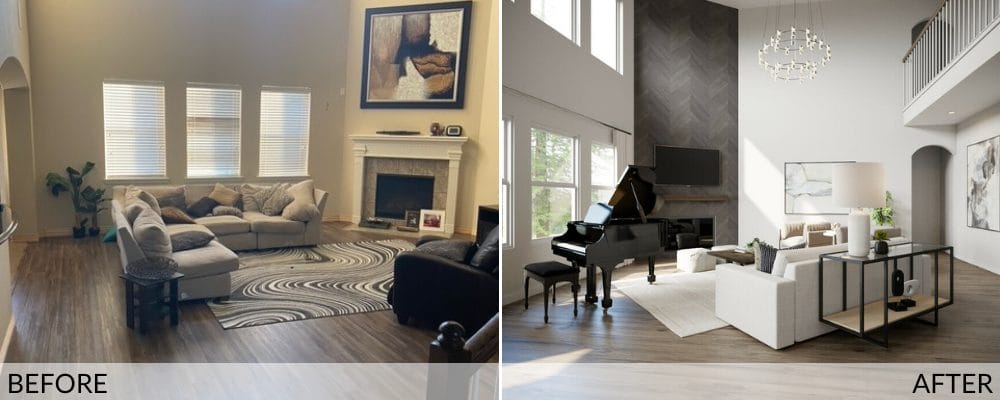 Living room before and after design by Decorilla