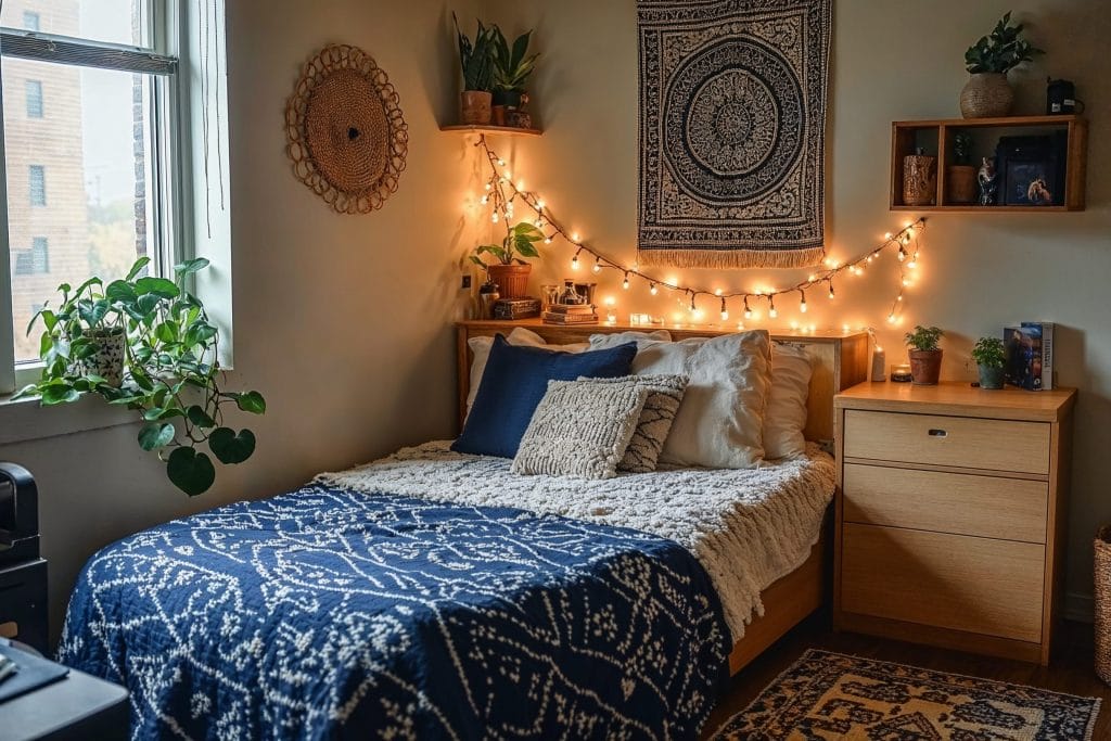 Boho-style bedroom interior design by Decorilla