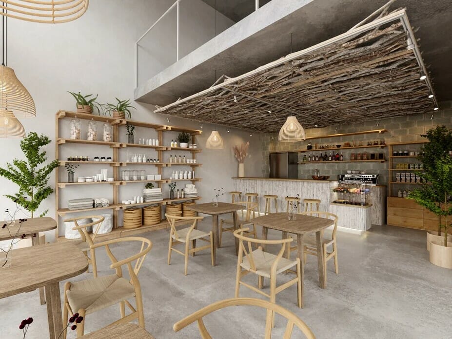Before Boho Style Small Cafe Design - Decorilla