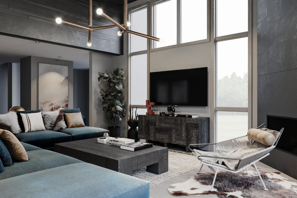 Contemporary grey living room makeover by Decorilla designer, Mladen C.