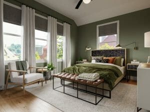 Before & After: Relaxing Green Bedroom Design - Decorilla Online ...