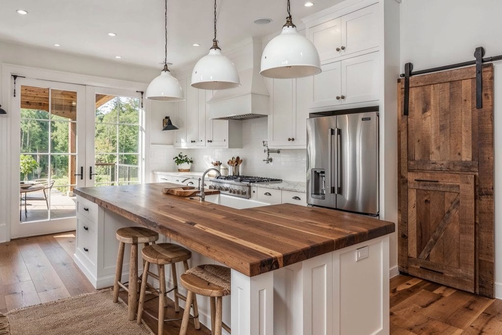 Modern farmhouse decor in a kitchen by Decorilla