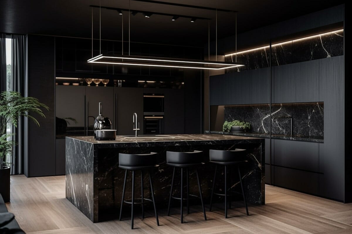black kitchens with marble countertops        <h3 class=