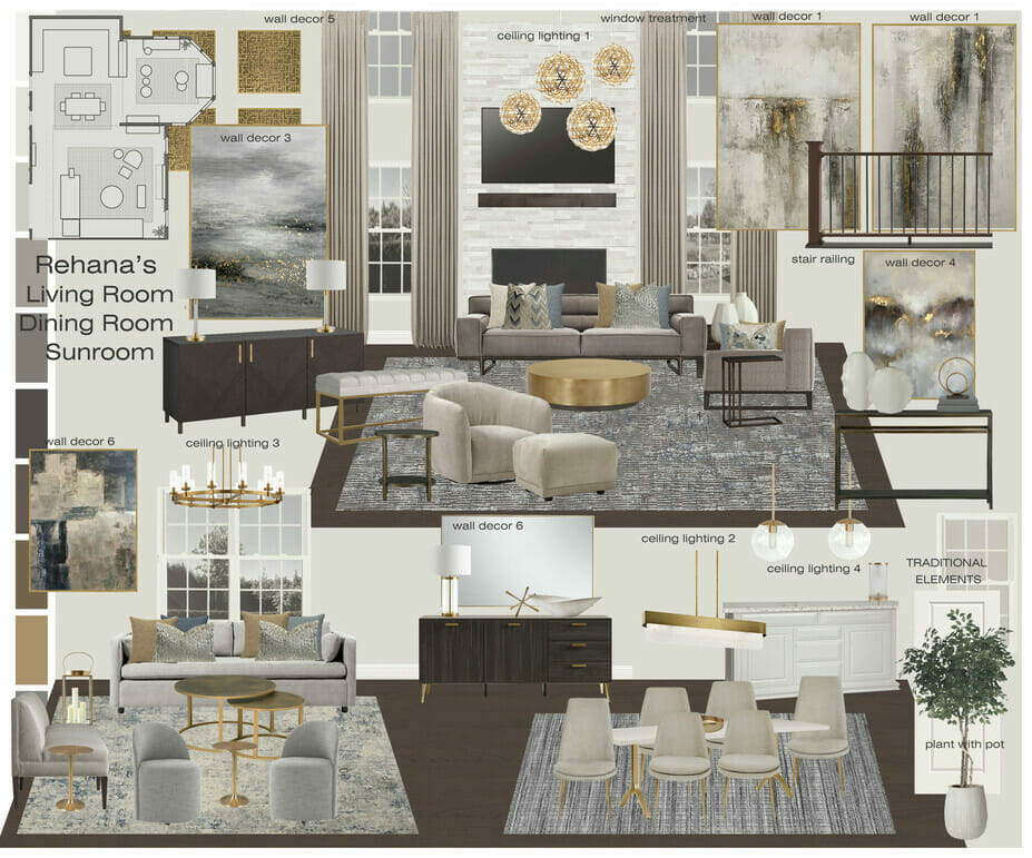 Moodboard for an AI room design by Selma