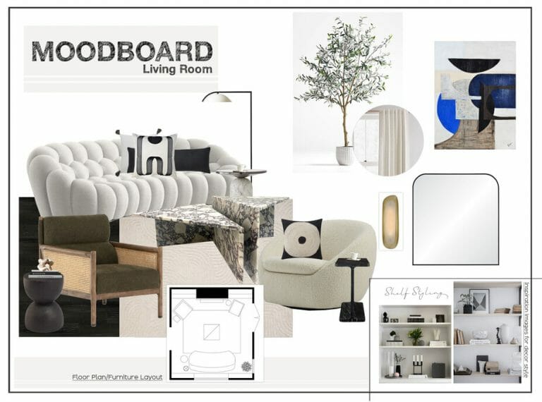 Moodboard For An AI Room Design By Online Interior Design Company Decorilla 768x570 