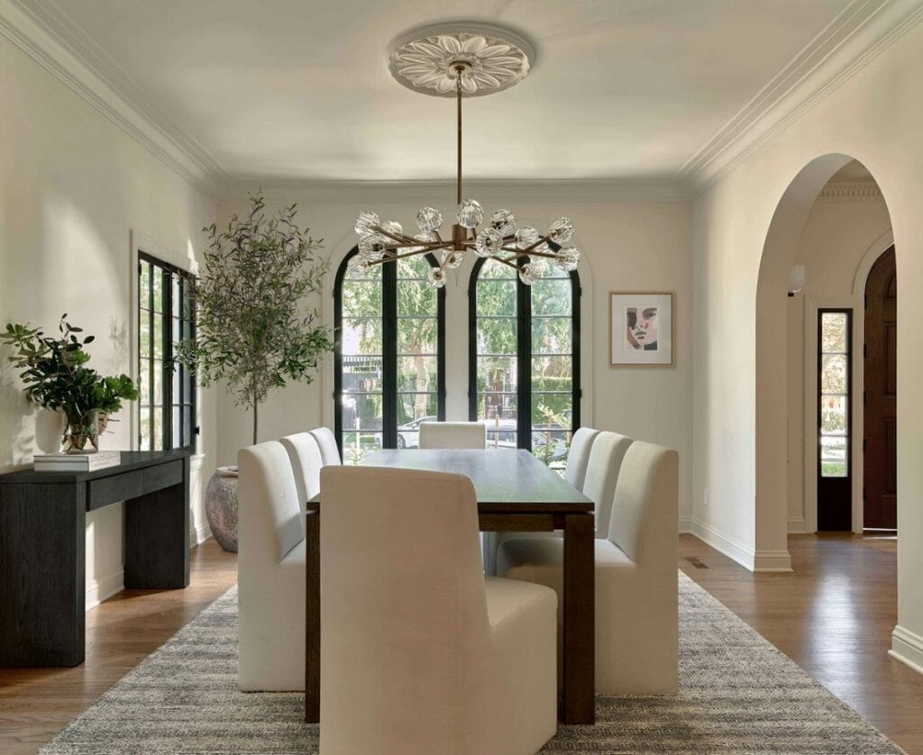 Stylish Modern Dining Room Ideas With White Upholstered Chairs By Britney W 1024x838 