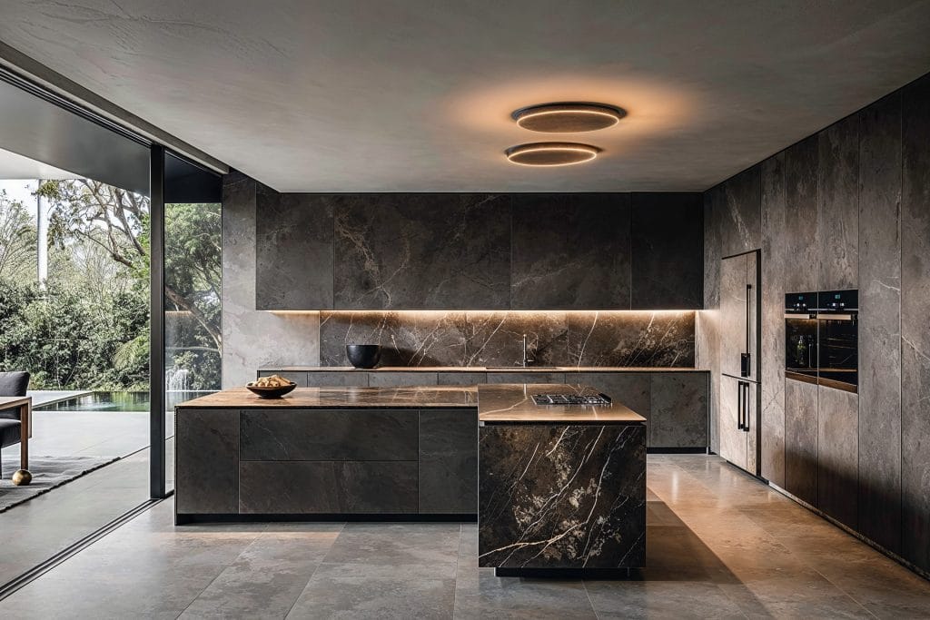 Dark marble kitchen design ideas by Decorilla