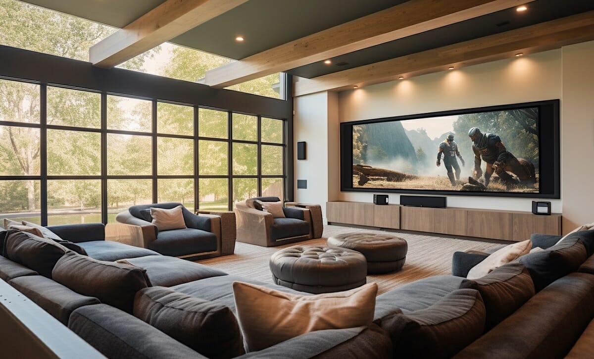 wonderful open space themed home theater