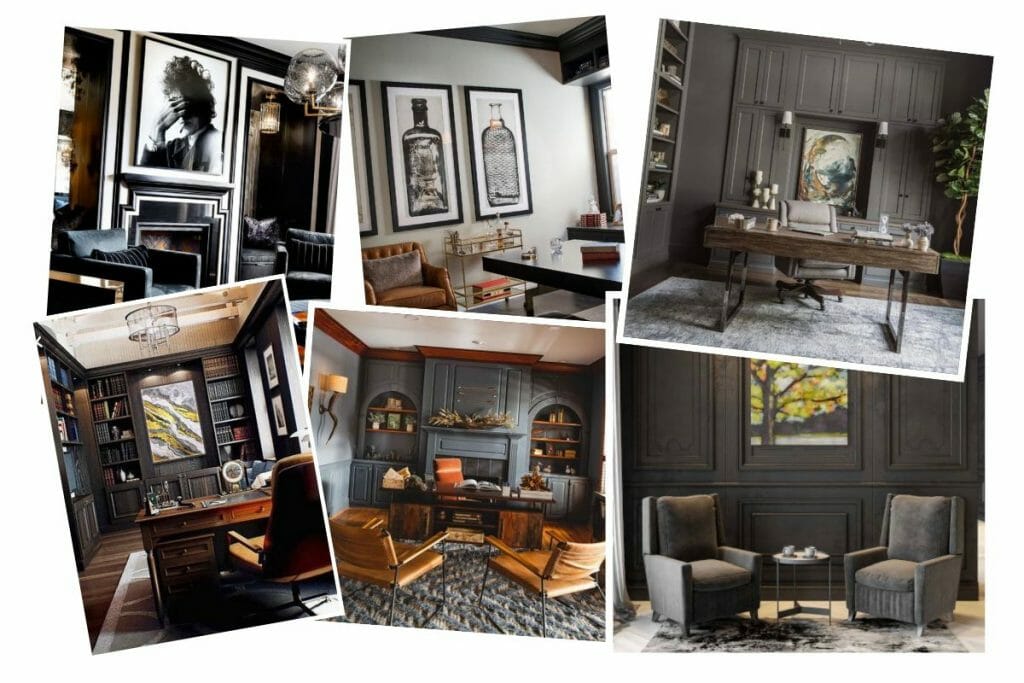 Before After Luxe Masculine Glam Home Office Decorilla Online   Masculine Home Office Inspiration Board 1024x683 