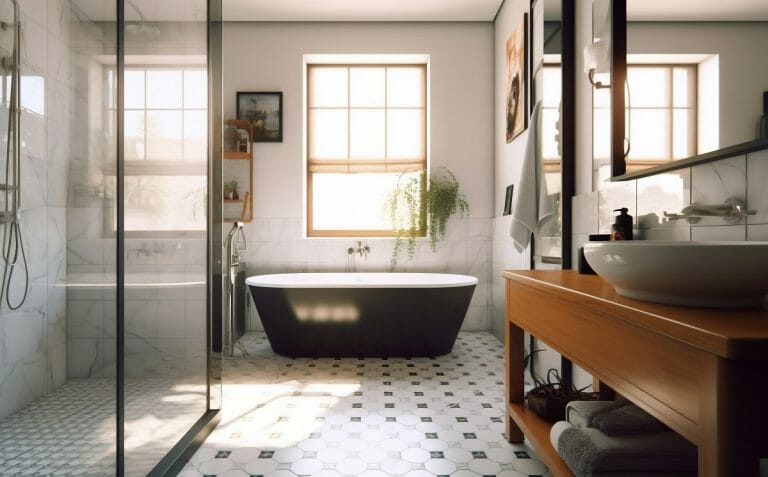 Bathroom Trends 2024 Refresh With The Future Decorilla   Bathroom Remodel Ideas 2024 With Cute Tile And A Black Bathtub 768x477 