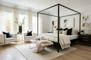 2024 Bedroom Trends Say Hello To The New Cozy Decorilla   Bedroom Decor Ideas And Styles 2024 In A Black And White Design 300x200 