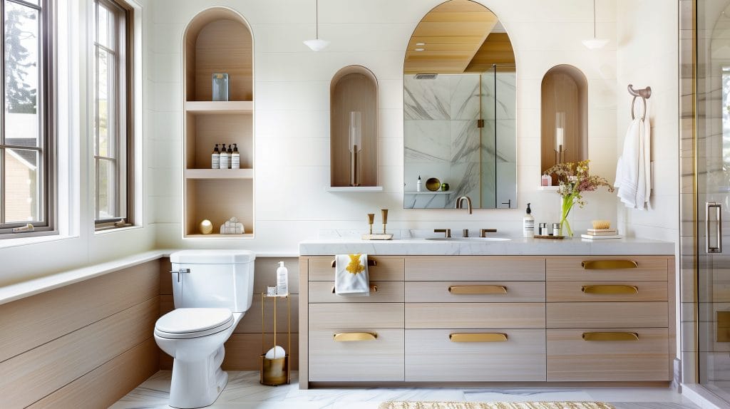 Modern transitional bathroom with a classic flair by Decorilla