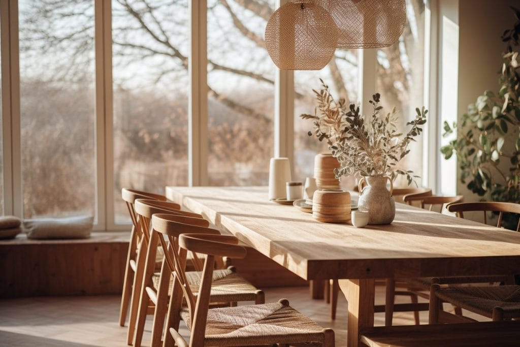 Wabi-sabi dining room interior design by Decorilla