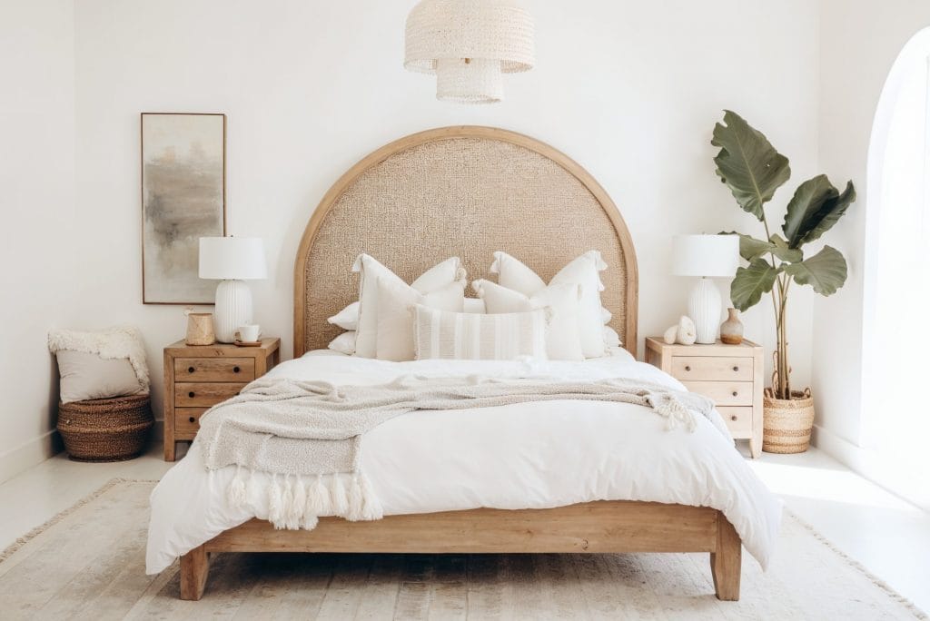 Wabi-sabi interior design inspiration in a coastal bedroom by Decorilla