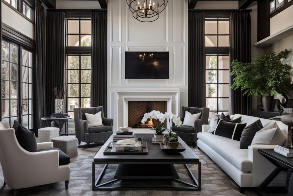 Black-and-white transitional interior by Decorilla