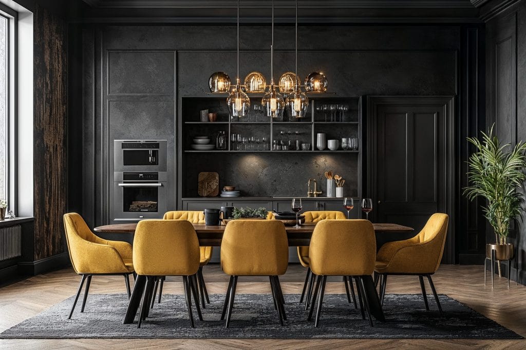 Luxurious, modern, moody kitchen interior by Decorilla