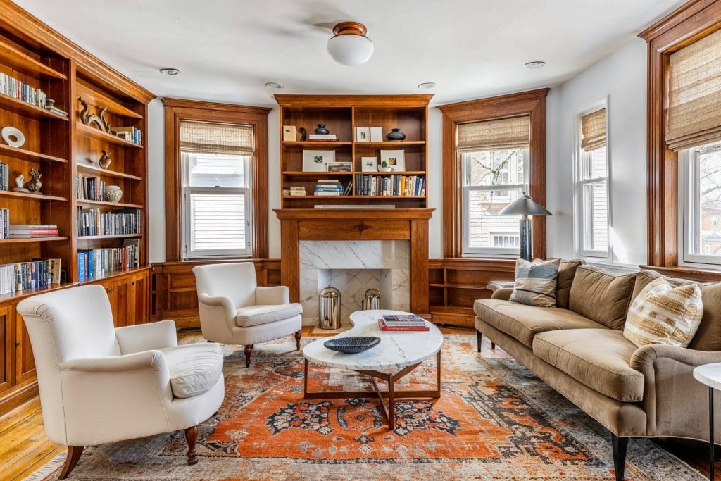 Traditional living room by Decorilla blending Old World style elements