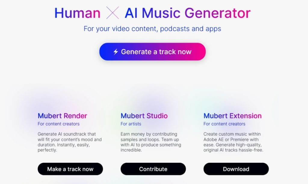 Best artificial intelligence apps, Image credit Mubert.com