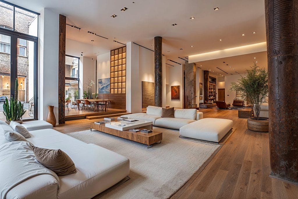 Modern loft interior design blends minimalism with urban chic by Decorilla