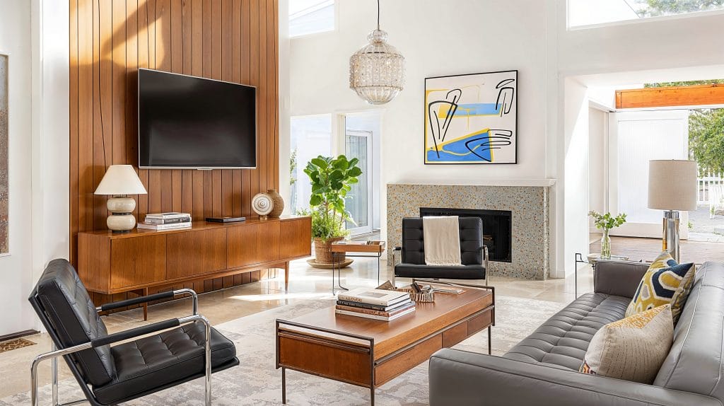 Art in interior design emphasizing the character of an mid-century modern home by Decorilla