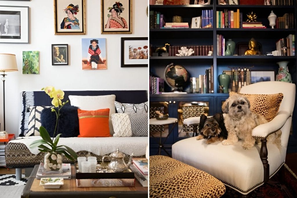Eclectic maximalist living rooms by Decorilla designer, Peti L. 