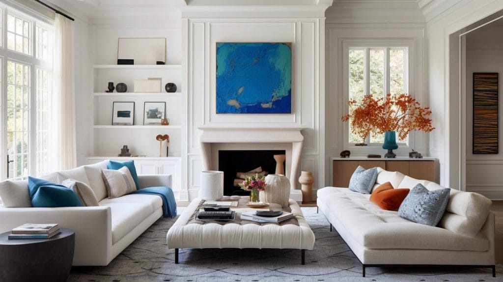 Inspiring white living room decorating ideas by Decorilla