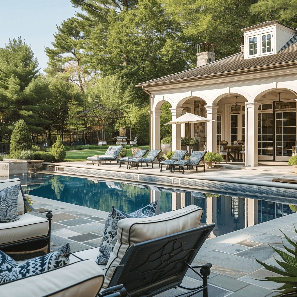 Luxurious Outdoor Living Pool and Patio by DECORILLA