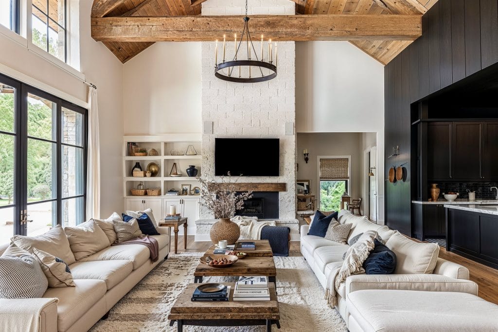 Modern farmhouse living room by Decorilla interior design help